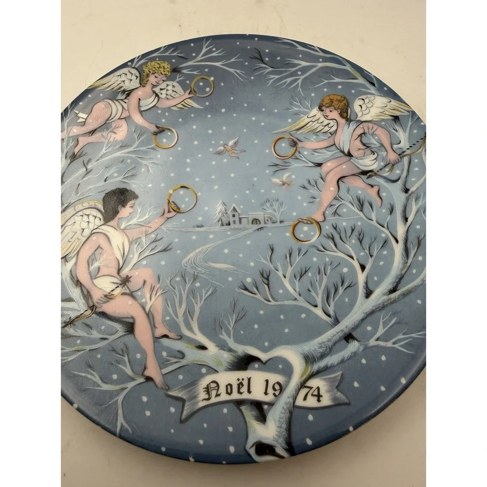 Haviland Limoges Noel 1974 Five Gold Rings #5 Christmas Collector Plate 8.5